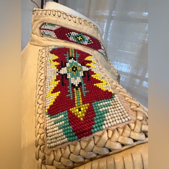 Ren Ellis Southwest Beaded Women Leather Jacket with Fringe - Picture 4 of 12